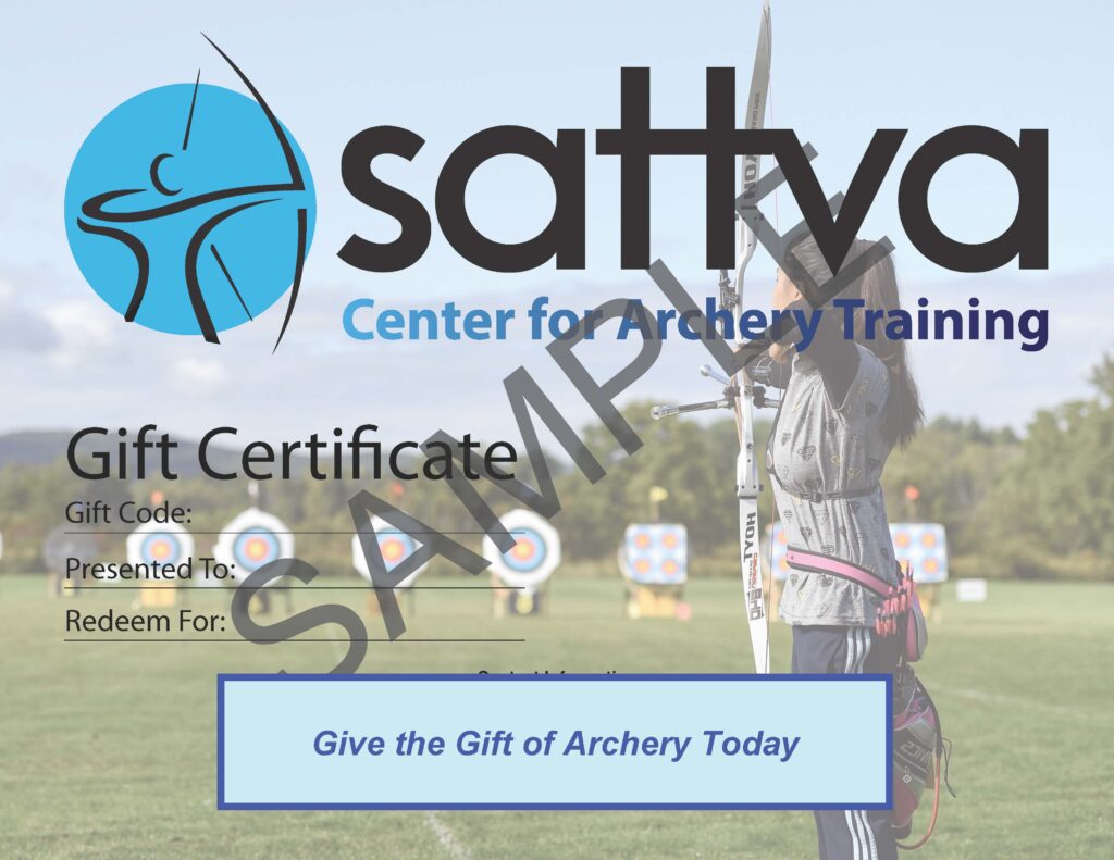 Archery Gift Certificate Sattva Center for Archery Training