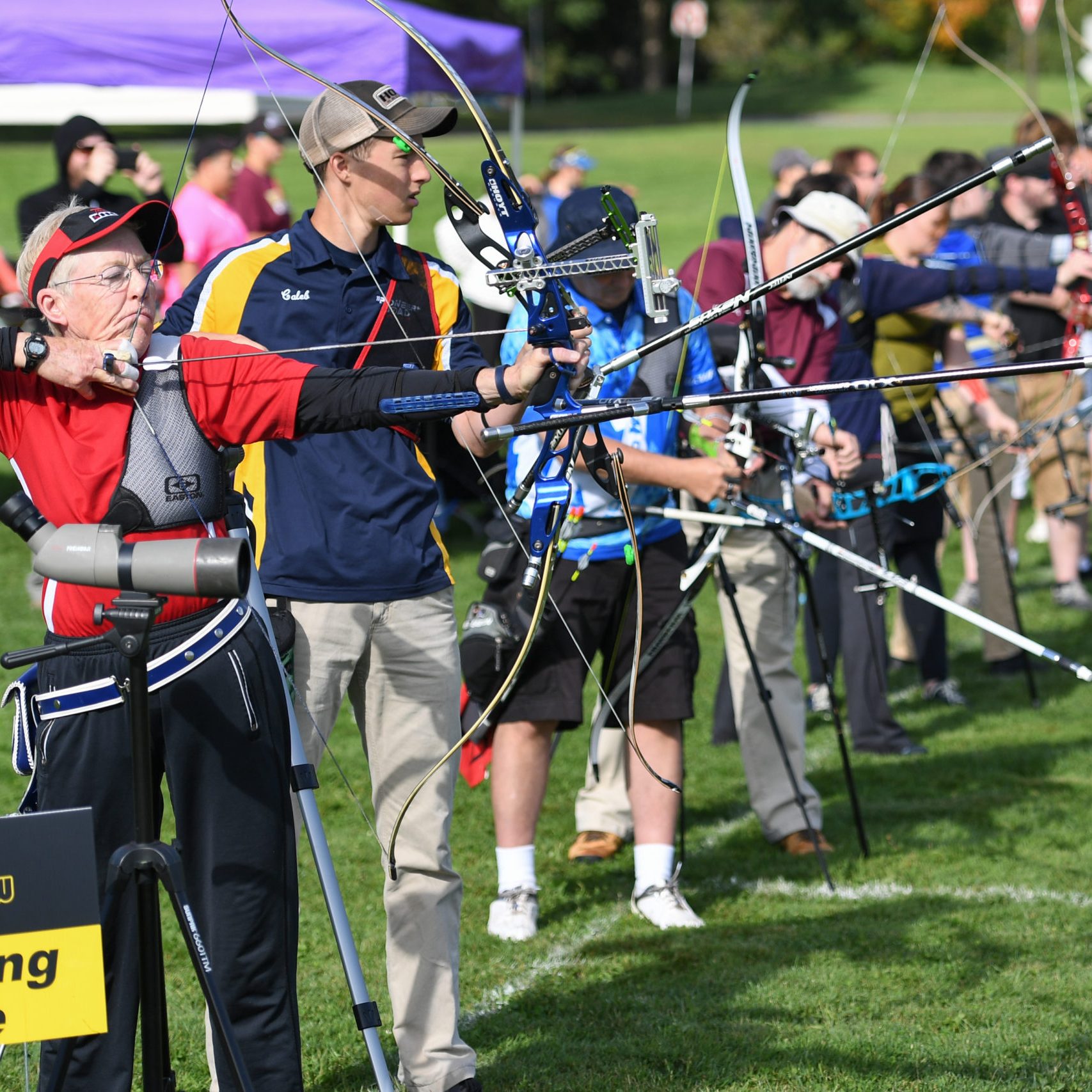 Archers competing at a Hello Yellow Tournamene